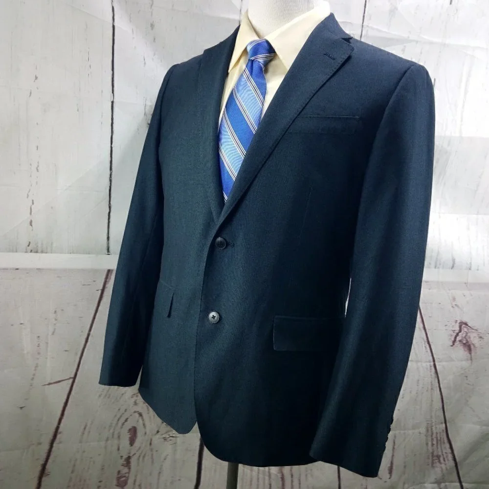 JF J Ferrar Slim Fit 42R 2 Button Bluish Gray Stitched Lapel Suit Blazer Jacket